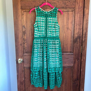 Ryan Michelle Dress Green Floral Lace